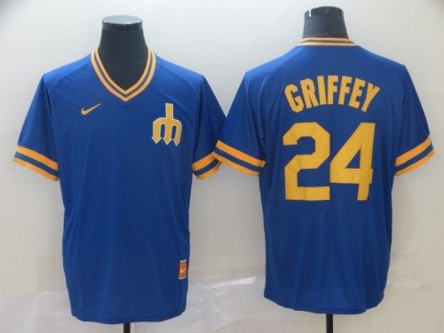 Nike Seattle Mariners 24 Ken Griffey Baseball Jersey Blue Retro
