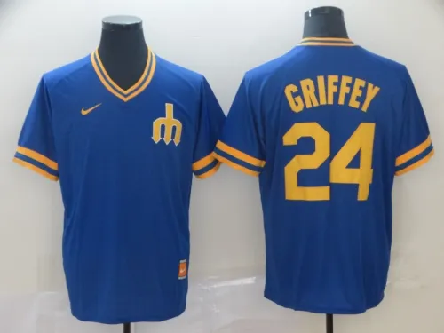 Nike Seattle Mariners 24 Ken Griffey Baseball Jersey Blue Retro
