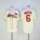 St.Louis Cardinals 6 Stan Musial Baseball Jersey Beige Retro