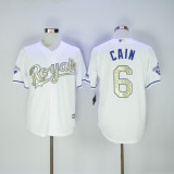 Kansas City Royals 6 Lorenzo Cain Baseball Jersey White Champion Fans