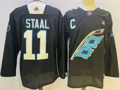 Carolina Hurricanes 11 Jordan Staal Ice Hockey Jersey Navy Blue