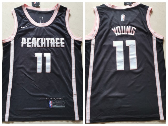 Nike Atlanta Hawks 11 Trae Young Basketball Jersey Black Fan