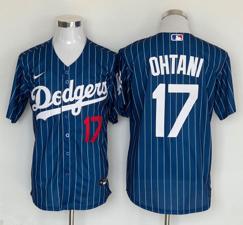 Nike Los Angeles Dodgers 17 Shohei Ohtani Baseball Jersey Colorful blue printed white stripe