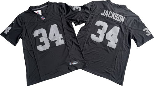 Oakland Raiders 34 Bo Jackson Football Jersey Black Three Dynasties