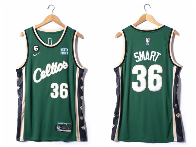 Nike Boston Celtics 36 Marcus Smart Basketball Jersey Green City Edition