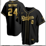 Nike Los Angeles Dodgers 8 and 24 Kobe Bryant Baseball Jersey Black gold Fans