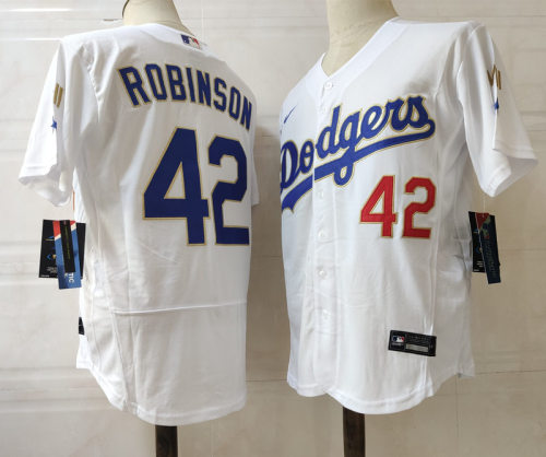 Nike Los Angeles Dodgers 42 Jackie Robinson Flexbase Baseball Jersey White