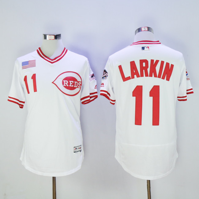 Cincinnati Reds 11 Barry Larkin Flexbase Baseball Jersey White