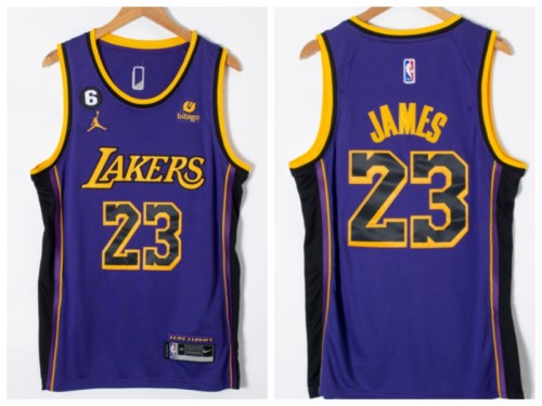 Jordan Los Angeles Lakers 23 LeBron James Basketball Jersey purple