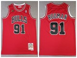 Chicago Bulls 91 Dennis Rodman Basketball Jersey Red Retro