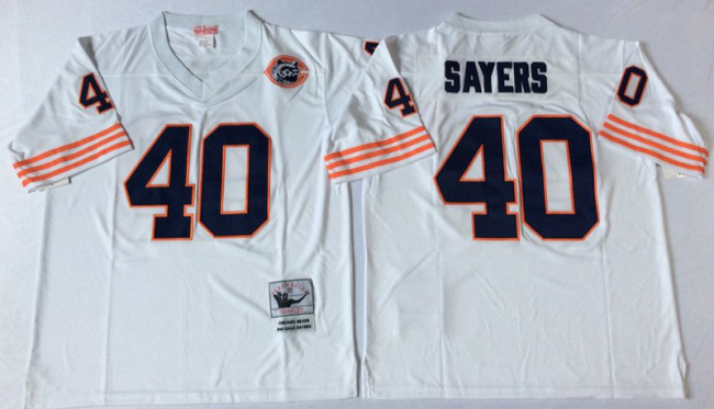 Chicago Bears 40 Gale Sayers Football Jersey White Retro