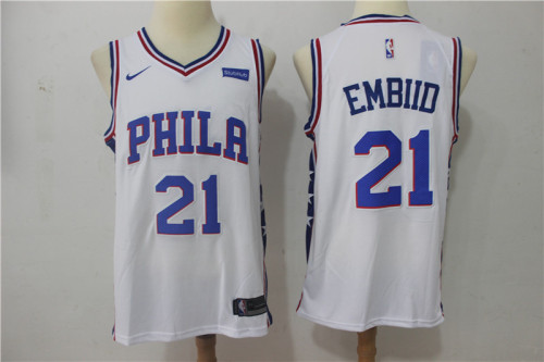 Nike Philadelphia 76ers 21 Joel Embiid Basketball Jersey White Fan Edition