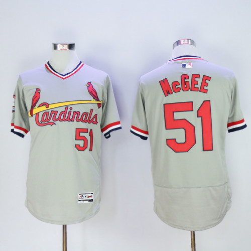 St.Louis Cardinals 51 Willie McGee Flexbase Baseball Jersey Gray