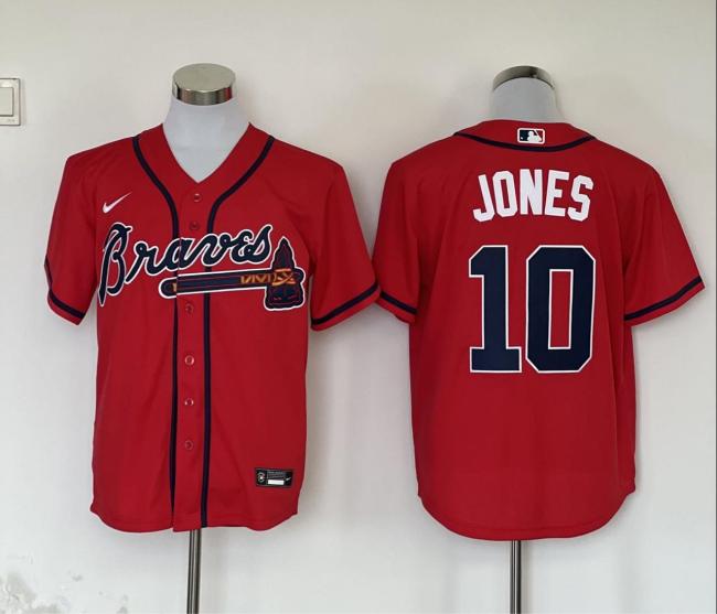Nike Atlanta Braves 10 Chipper Jones Baseball Jersey Red