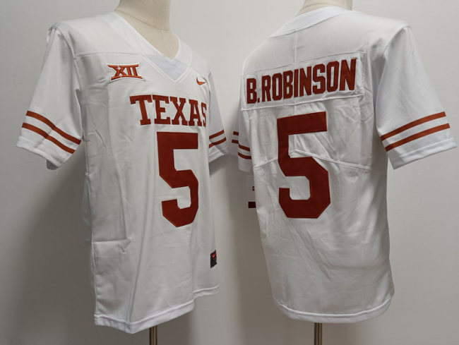 Texas Longhorns 5 Bijan Robinson College Football Jersey White