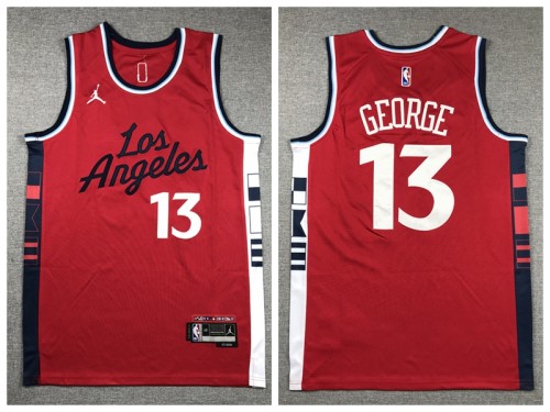 Jordan L.A. Clippers 13 Paul George Basketball Jersey Red