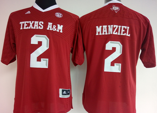 Women Texas A&M Aggies 2 Johnny Manziel College Football Jersey Red