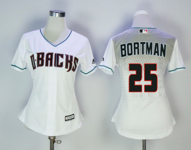 Custom Women Arizona Diamondbacks 25 BORTMAN  Baseball Jersey White