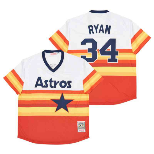 Houston Astros 34 Nolan Ryan Baseball Jersey Rainbow Retro
