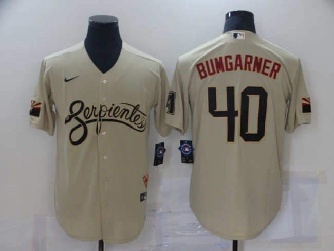 All star Nike Arizona Diamondbacks 40 Madison Bumgarner Flexbase Baseball Jersey Beige