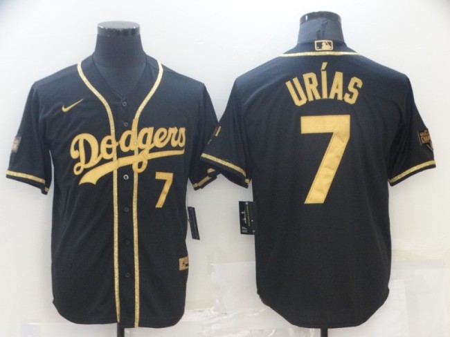 Nike Los Angeles Dodgers 7 Julio Urias Baseball Jersey Black gold Fans