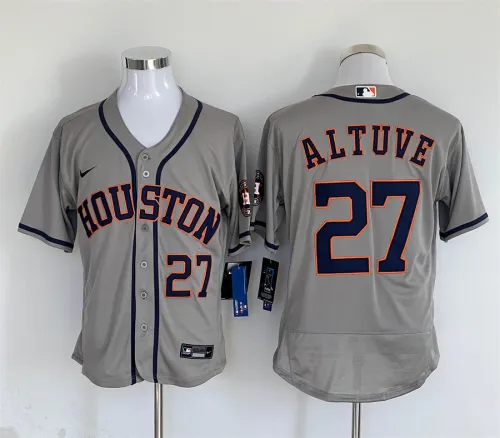 Nike Houston Astros 27 Jose Altuve Flexbase Baseball Jersey Gray
