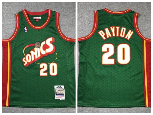 Youth Seattle Super Sonics 20 Gary Payton Basketball Jersey Green Retro