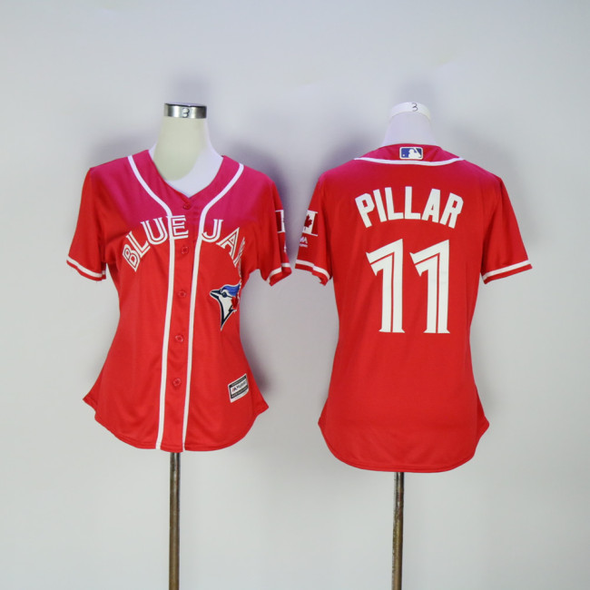 Women Toronto Blue Jays 11 Kevin Pillar Baseball Jersey Red