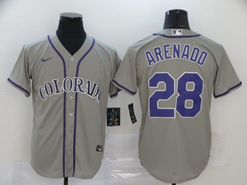 Nike Colorado Rockies 28 Nolan Arenado Baseball Jersey Gray Fan