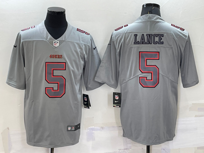 San Francisco 49ers 5 Trey Lance Football Jersey Legend Gray