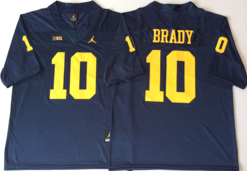 Brand Michigan Wolverines 10 Tom Brady College Football Jersey Navy Blue