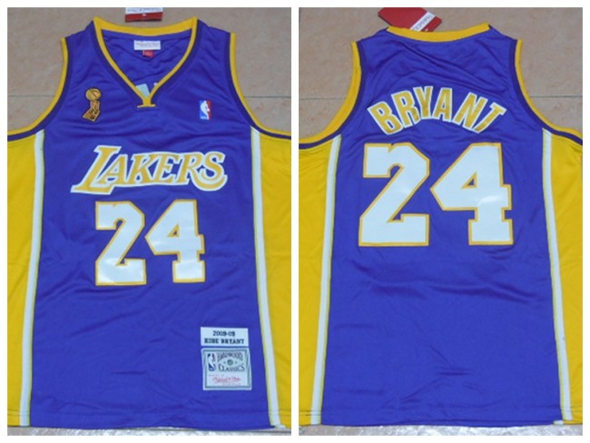 Los Angeles Lakers 24 Kobe Bryant Basketball Jersey Purple Champion of 2009 finals