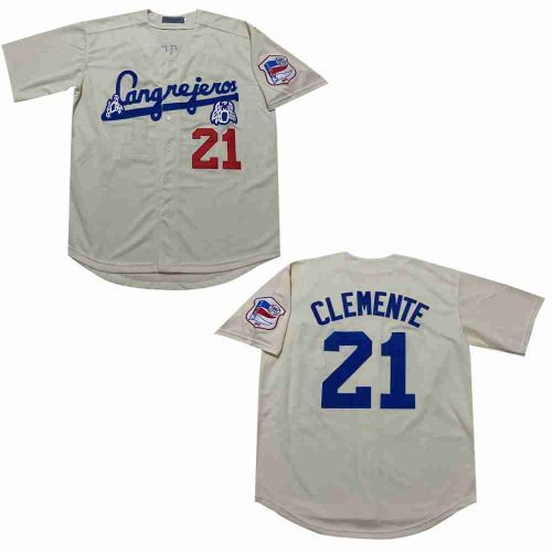 Crab catcher 21 Roberto Clemente Baseball Jersey Beige