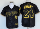 Los Angeles Dodgers 8 and 24  Kobe Bryant Baseball Jersey Black Snake skin fabric