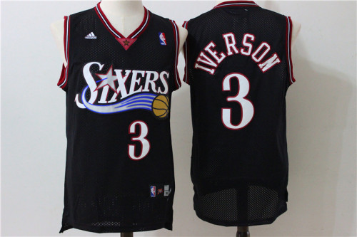 Philadelphia 76ers 3 Allen Iverson Basketball Jersey Black