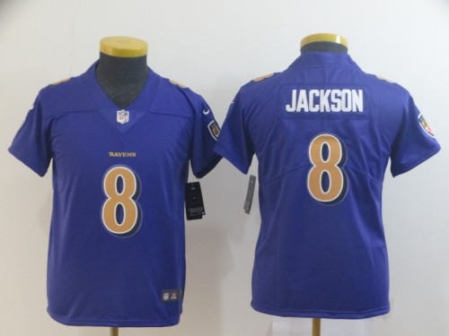 Youth Baltimore Ravens 8 Lamar Jackson Football Jersey Legend Purple