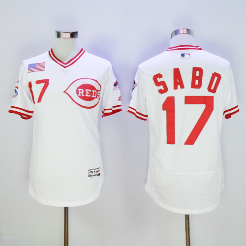 Cincinnati Reds 17 Chris Sabo Flexbase Baseball Jersey White