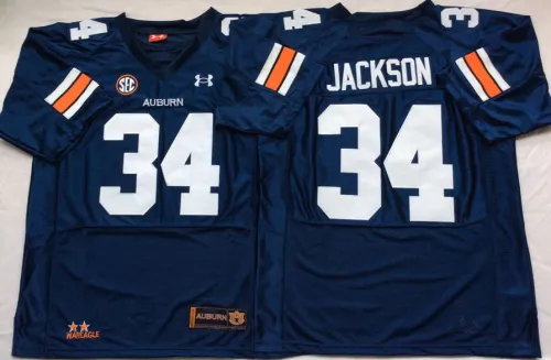 Auburn Tigers 34 Bo Jackson College Football Throwback Jersey Navy Blue