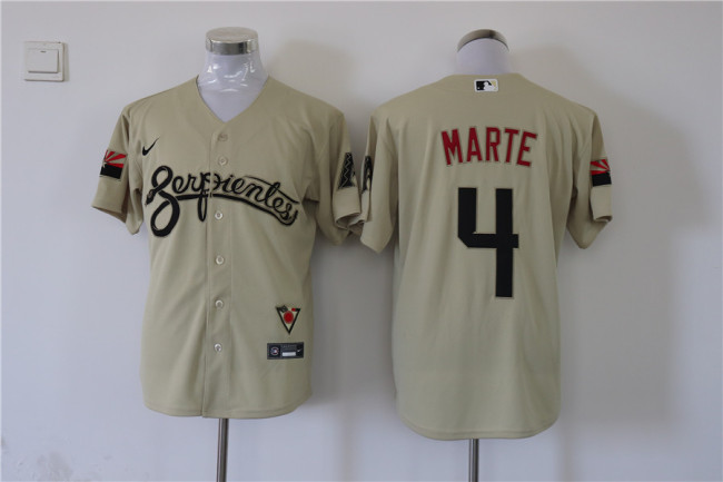 All star Arizona Diamondbacks 4 Ketel Marte Baseball Jersey Beige