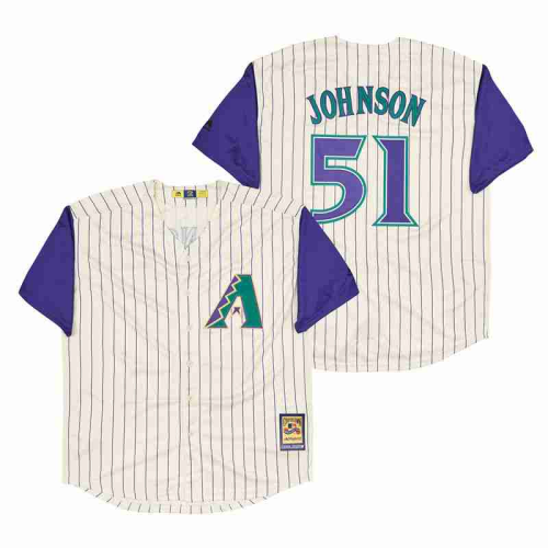 Arizona Diamondbacks 51 Randy Johnson Baseball Jersey Beige Retro