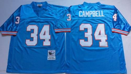 Tennessee Titans 34 Earl Campbell Football Jersey Blue Retro