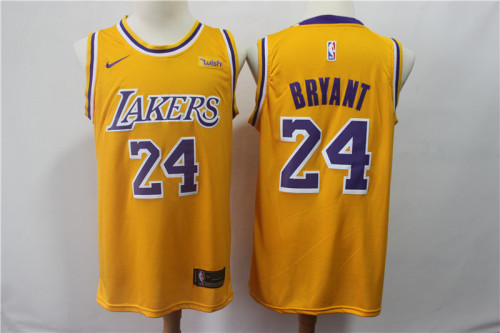 Nike Circular collar Los Angeles Lakers 24 Kobe Bryant Basketball Jersey Yellow Player