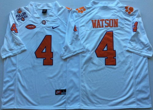 Clemson Tigers 4 DeShaun Watson College Football Jersey White