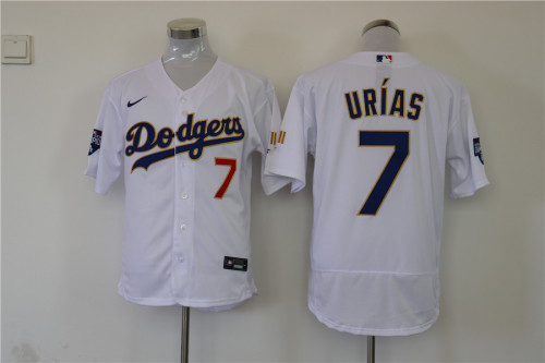 Nike Los Angeles Dodgers 7 Julio Urias Baseball Jersey White Five crown Edition