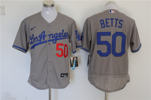 Nike Los Angeles Dodgers 50 Mookie Betts Flexbase Baseball Jersey Gray