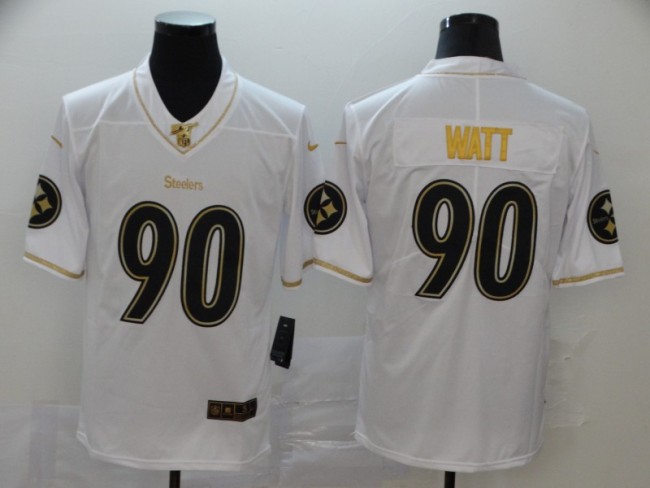 Pittsburgh Steelers 90 T.J. Watt Football Jersey Legend White Retro gold character