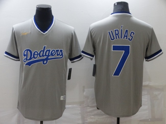 Nike Los Angeles Dodgers 7 Julio Urias Baseball Jersey Gray Retro