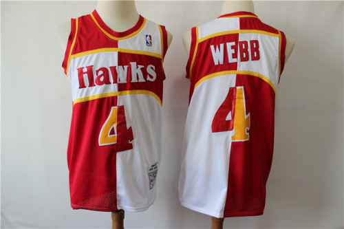 Atlanta Hawks 4 Spud Webb Basketball Jersey Red and white color retro Edition