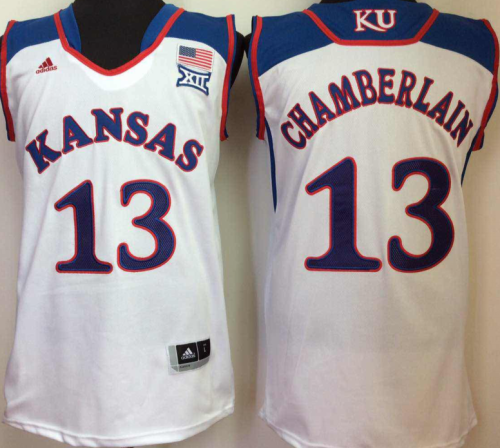 Kansas Jayhawks 13 Wilt Chamberlain College Basketball Jersey White