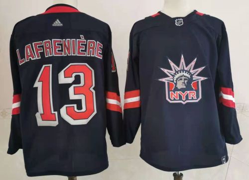 New York Rangers 13 Alexis Lafreniere Ice Hockey Jersey Navy Blue
